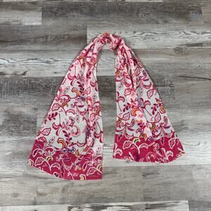 Cynthia Rowley Pink Silk Scarf Floral Y2K Resort Preppy Coastal Chic